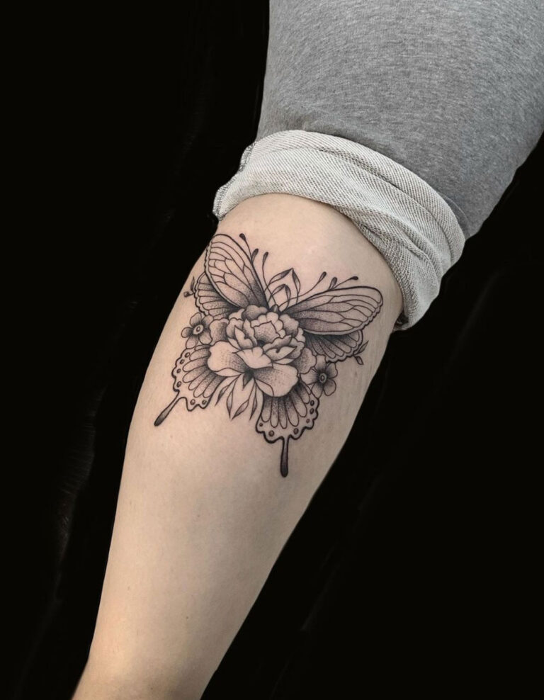 47 Beautiful Half Butterfly Flower Tattoo Ideas - Tattoo Glee
