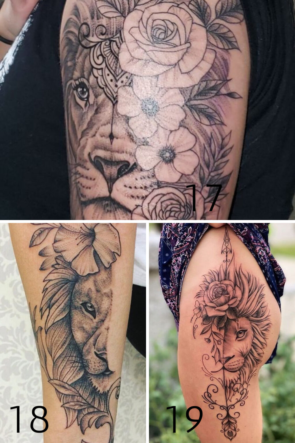 Fiercely Strong Half Lion Half Flower Tattoo Ideas - Tattoo Glee