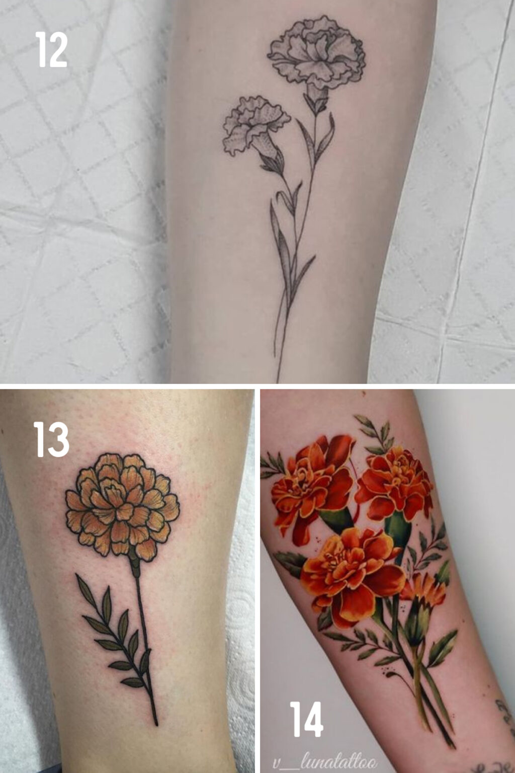 October Birth Flower Tattoo Ideas {Marigolds + Cosmos} - Tattoo Glee