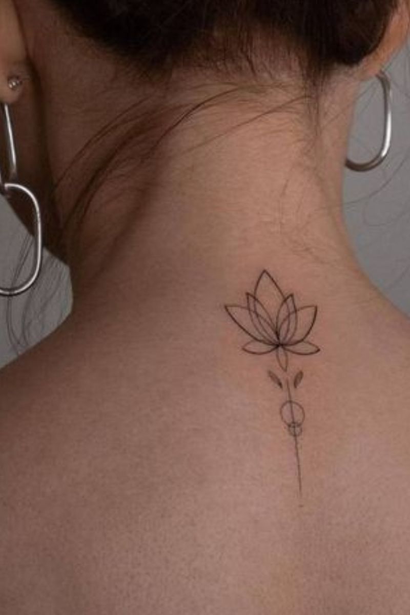 A spine lotus flower tattoo.